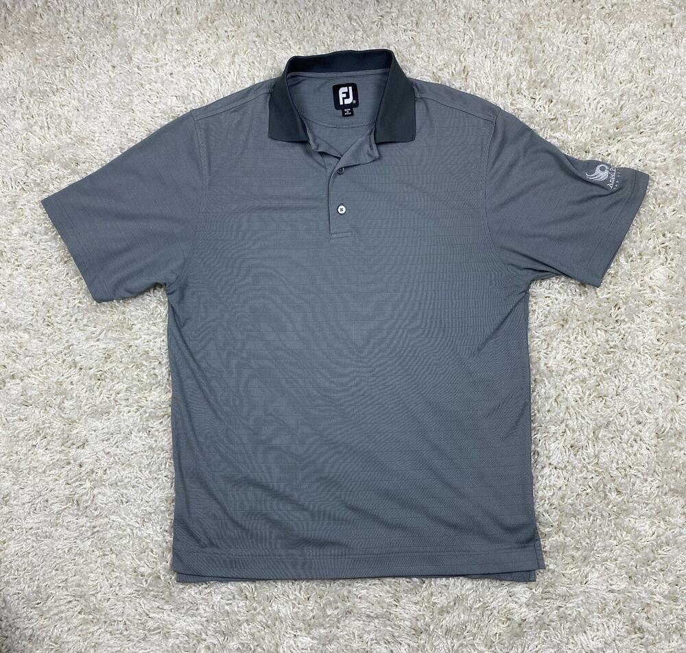 FootJoy FJ Mens Golf Polo Shirt Sz M Gray Striped Angel Park Las Vegas Course